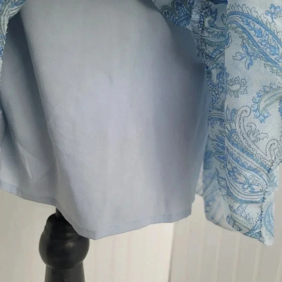 Ann Taylor PAISLEY A LINE TUNIC DRESS Blue White Lightweight Shift 3/4 Slee Sz M - Picture 8 of 11